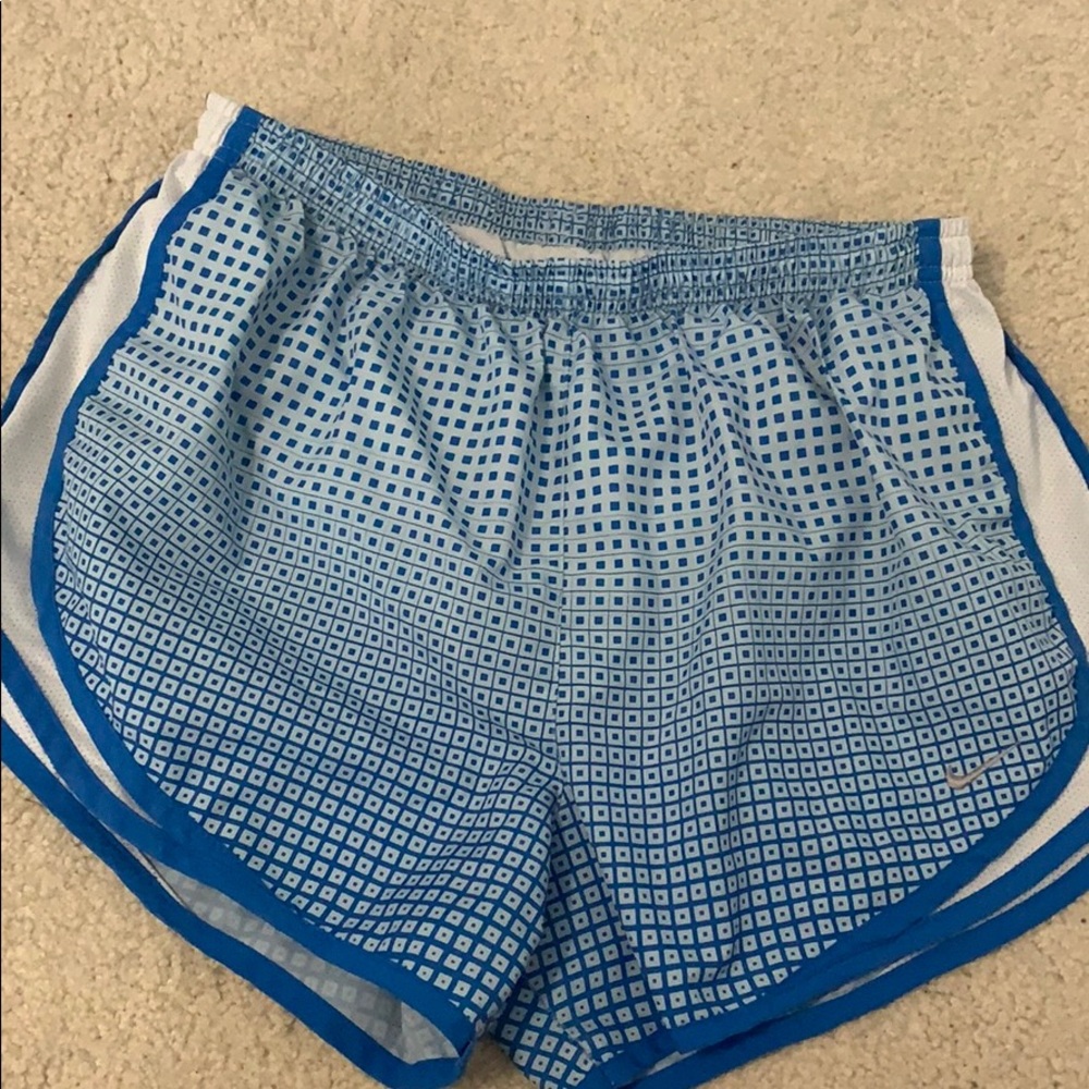 Nike blue and white patterned Nike running shorts